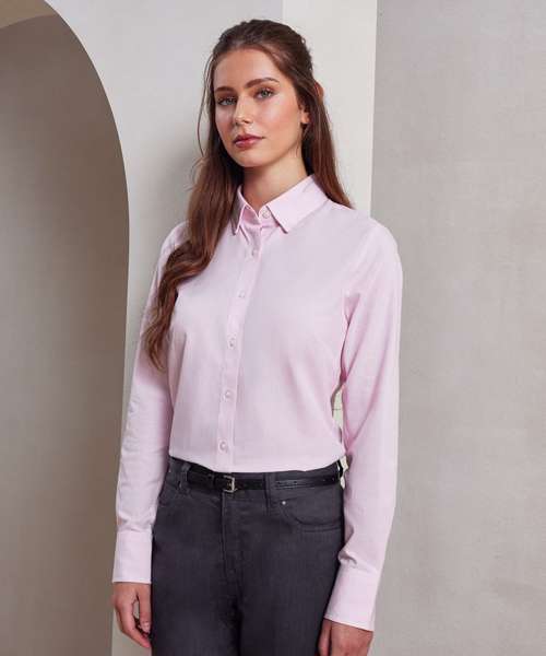 Women's cotton-rich Oxford stripes blouse